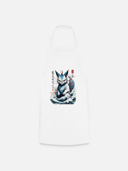 Kawaii Monster Katze Yokai Vintage Katzen Design - Kochschürze - Weiß