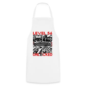 Birthday Level 56 Unlocked Gaming & Gamer - Cooking Apron - white - Front - AI Model Male 185 dark (185cm)