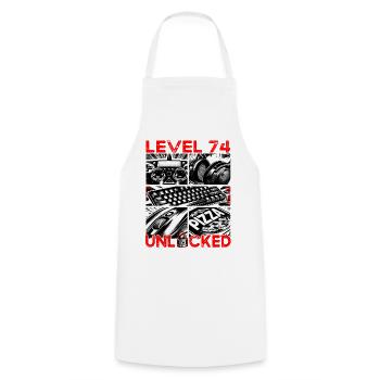Geburtstag Level 74 freigeschaltet Gaming & Zocker - Kochschürze - Weiß - Vorne - AI Model Male 185 dark (185cm)