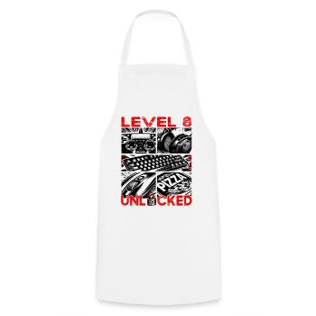 Geburtstag Level 8 freigeschaltet Gaming & Zocker - Kochschürze - Weiß - Vorne - AI Model Male 185 dark (185cm)