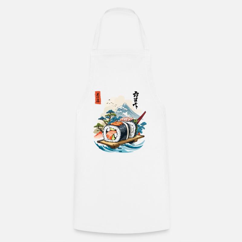 Conception d’œuvres d’art Ukiyo-E Sushi - Tablier de cuisine - blanc