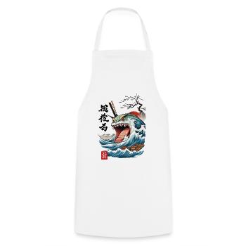 Sushi Yokai Waves Monster Japan Art - Cooking Apron - white - Front - AI Model Male 185 dark (185cm)