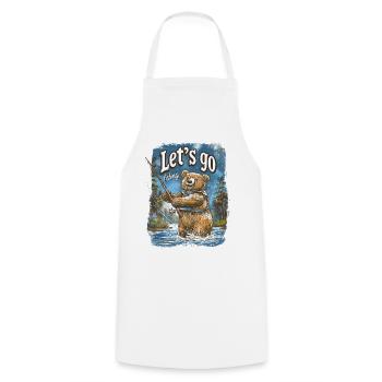 Let's Go Fishing Bear Fishing Fishing - Cooking Apron - white - Front - AI Model Male 185 dark (185cm)