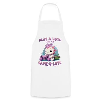 Kawaii Axolotl Anime T pour gamer hobby streamer - Tablier de cuisine - blanc - Devant - AI Model Male 185 dark (185cm)