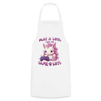 Kawaii Axolotl Gamer T | Anime Gamer Outfit | - Cooking Apron - white - Front - AI Model Male 185 dark (185cm)