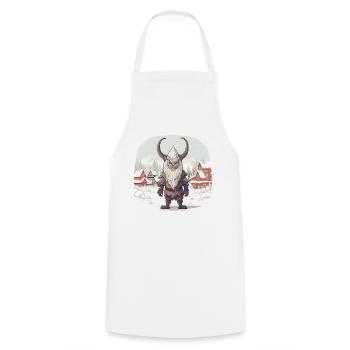Krampus mask costume Kramperl evil Santa Claus - Cooking Apron - white - Front - AI Model Male 185 dark (185cm)