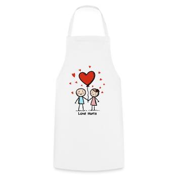 Strichmännchen Liebespaar Pärchen Valentinstag - Kochschürze - Weiß - Vorne - AI Model Male 185 dark (185cm)