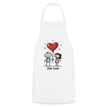 Strichmännchen Liebespaar Pärchen Valentinstag - Kochschürze - Weiß - Vorne - AI Model Male 185 dark (185cm)