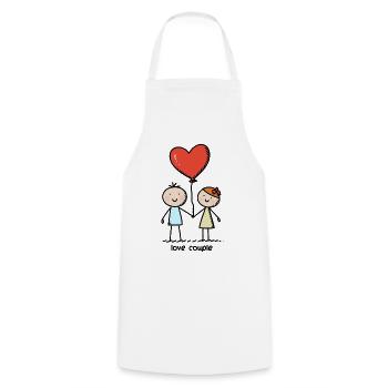 Strichmännchen Liebespaar Pärchen Valentinstag - Kochschürze - Weiß - Vorne - AI Model Male 185 dark (185cm)