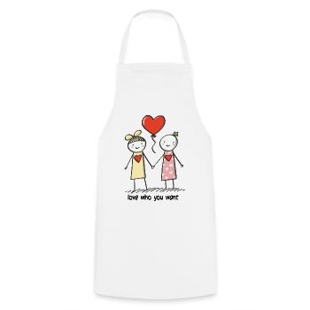 Stick Figure Lesbian Lovers Love - Cooking Apron - white - Front - AI Model Male 185 dark (185cm)