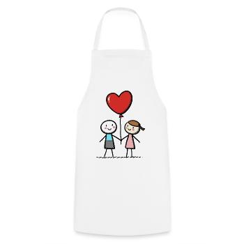 Stick Figure Amoureux Couple Couple Amour - Tablier de cuisine - blanc - Devant - AI Model Male 185 dark (185cm)