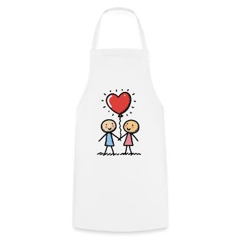 Stick Figure Amoureux Couple Couple Amour - Tablier de cuisine - blanc - Devant - AI Model Male 185 dark (185cm)