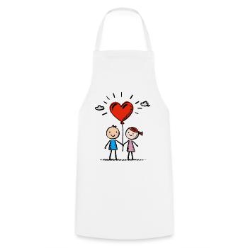 Stick Figure Amoureux Couple Couple Amour - Tablier de cuisine - blanc - Devant - AI Model Male 185 dark (185cm)