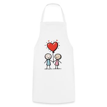 Stick Figure Amoureux Couple Couple Amour - Tablier de cuisine - blanc - Devant - AI Model Male 185 dark (185cm)
