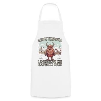 Krampus mask Krampus costume evil Santa Claus - Cooking Apron - white - Front - AI Model Male 185 dark (185cm)