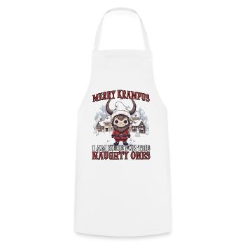 Krampus T | Krampus costume | Bad Santa Claus - Cooking Apron - white - Front - AI Model Male 185 dark (185cm)