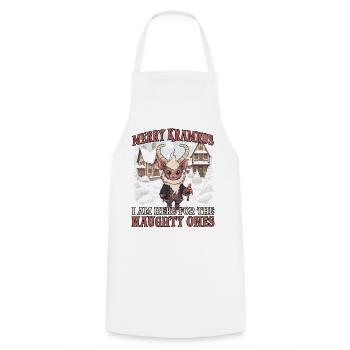 Krampus T | Krampus costume | Bad Santa Claus - Cooking Apron - white - Front - AI Model Male 185 dark (185cm)