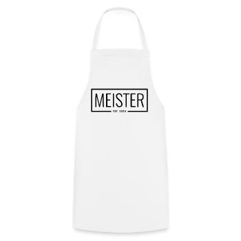 Meister Est. 2024 - Kochschürze - Weiß - Vorne - AI Model Male 185 dark (185cm)