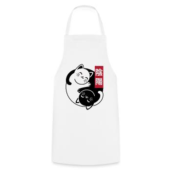 Chats Yin et Yang - Tablier de cuisine - blanc - Devant - AI Model Male 185 dark (185cm)