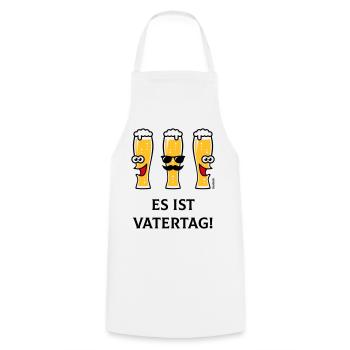 Es Ist Vatertag! (3 Biergläser / Bier / 3C) - Kochschürze - Weiß - Vorne - AI Model Male 185 dark (185cm)