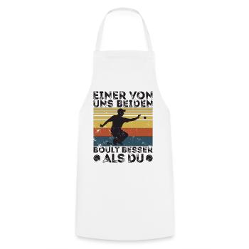L’un de nous deux boult - bouler petanque - Tablier de cuisine - blanc - Devant - AI Model Male 185 dark (185cm)