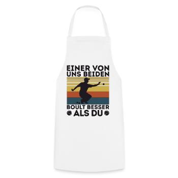 L’un de nous deux boult - bouler petanque - Tablier de cuisine - blanc - Devant - AI Model Male 185 dark (185cm)