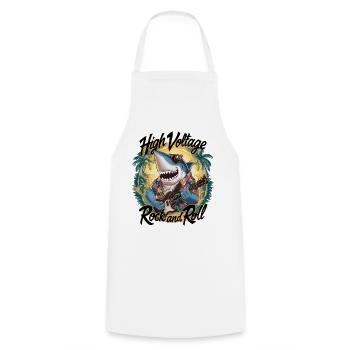 Drôle de requin avec guitare Vacances d’été à la plage - Tablier de cuisine - blanc - Devant - AI Model Male 185 dark (185cm)