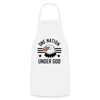 Amerika USA Spruch One Nation Under God 4th July - Kochschürze - Weiß - Vorne - AI Model Male 185 dark (185cm)