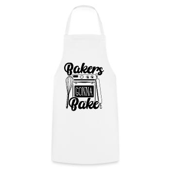Bäcker werden Backen, Schneebesen und Löffelbacken - Kochschürze - Weiß - Vorne - AI Model Male 185 dark (185cm)