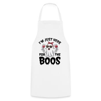 I'm just here for the Boos Halloween Party - Cooking Apron - white - Front - AI Model Male 185 dark (185cm)