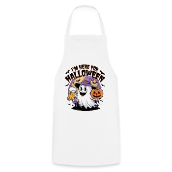 Lustiger Geist I'm here for Halloween - Cooking Apron - white - Front - AI Model Male 185 dark (185cm)