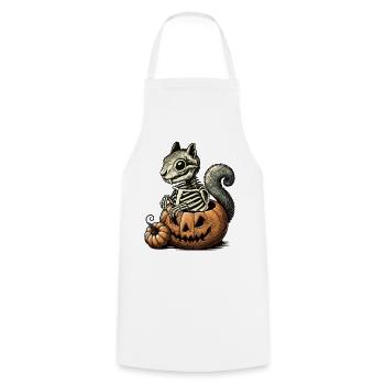 Motif d’écureuil squelette dans une citrouille - Tablier de cuisine - blanc - Devant - AI Model Male 185 dark (185cm)