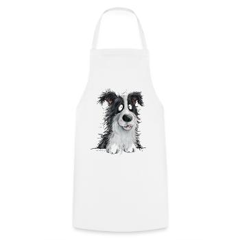 Droll Border Collie Dog Herding Dog Lover - Cooking Apron - white - Front - AI Model Male 185 dark (185cm)