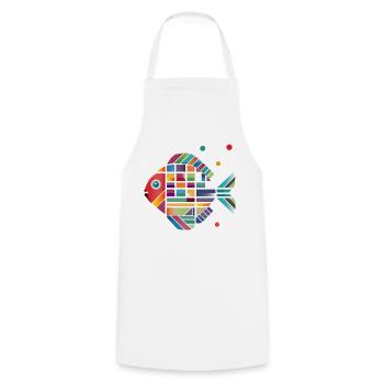 poisson coloré – Un design vif pour un style frais - Tablier de cuisine - blanc - Devant - AI Model Male 185 dark (185cm)