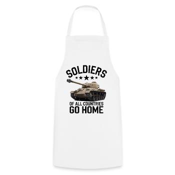 Soldiers of all Countries Go Home Anti Krieg - Kochschürze - Weiß - Vorne - AI Model Male 185 dark (185cm)