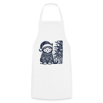 Drôle de chat Noël style vintage rétro - Tablier de cuisine - blanc - Devant - AI Model Male 185 dark (185cm)