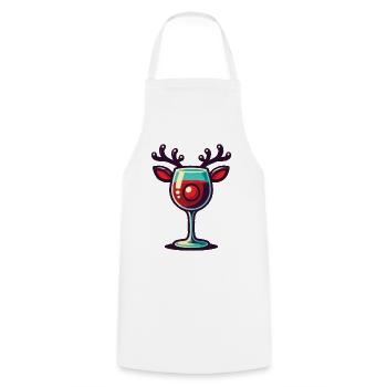 Weihnachtliches Wein mit Rentier Weinglas - Kochschürze - Weiß - Vorne - AI Model Male 185 dark (185cm)