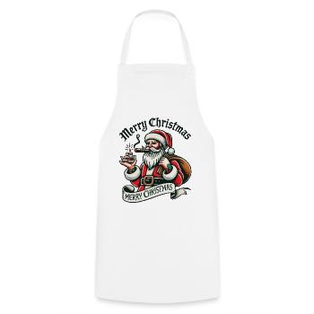 Merry Christmas Santa with Pleasure - Cooking Apron - white - Front - AI Model Male 185 dark (185cm)