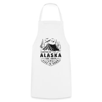Camping en Alaska Camper Tente extérieure Camping - Tablier de cuisine - blanc - Devant - AI Model Male 185 dark (185cm)