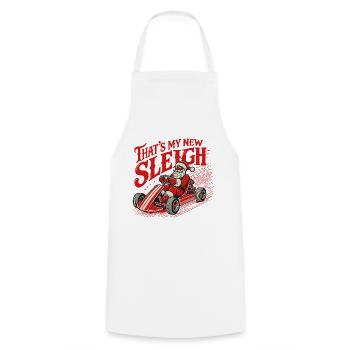 Plaisir de Noël en karting dans le nouveau traîneau - Tablier de cuisine - blanc - Devant - AI Model Male 185 dark (185cm)