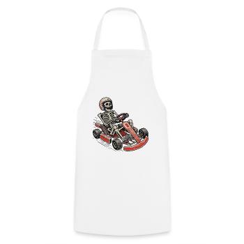 Funny Skeleton Go-Kart Driver Adventure - Cooking Apron - white - Front - AI Model Male 185 dark (185cm)