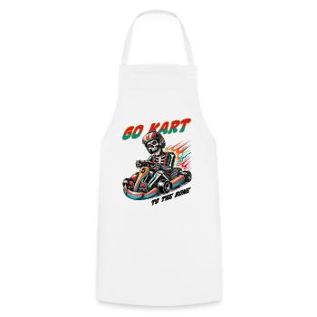 Drôle de karting disant coureur squelette - Tablier de cuisine - blanc - Devant - AI Model Male 185 dark (185cm)