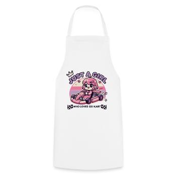 A Girl Who Loves Go-Kart Anime Style - Cooking Apron - white - Front - AI Model Male 185 dark (185cm)