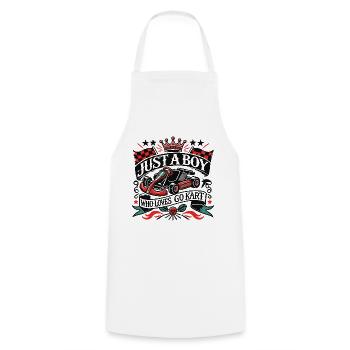 Un garçon qui aime le kart style rétro - Tablier de cuisine - blanc - Devant - AI Model Male 185 dark (185cm)