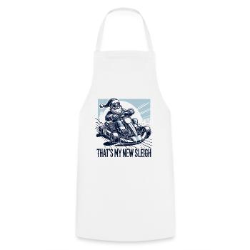 Père Noël en karting drôle de dicton - Tablier de cuisine - blanc - Devant - AI Model Male 185 dark (185cm)
