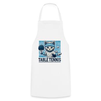 Chat mignon tennis de table look vintage - Tablier de cuisine - blanc - Devant - AI Model Male 185 dark (185cm)