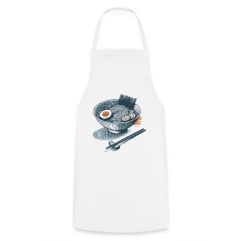 Ramen Noodles Retro Ukiyo-E Streetwear Anime Japan - Cooking Apron - white - Front - AI Model Male 185 dark (185cm)