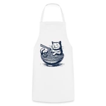 Kawaii Ramen Cat Streetwear Japanese Noodles - Cooking Apron - white - Front - AI Model Male 185 dark (185cm)