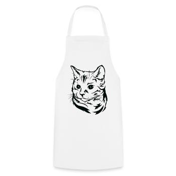 Katzenliebhaber - Elegantes Katzenporträt - Kochschürze - Weiß - Vorne - AI Model Male 185 dark (185cm)