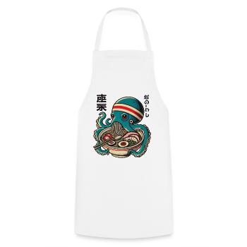 Japanese Anime Ramen Noodles Retro Octopus - Cooking Apron - white - Front - AI Model Male 185 dark (185cm)